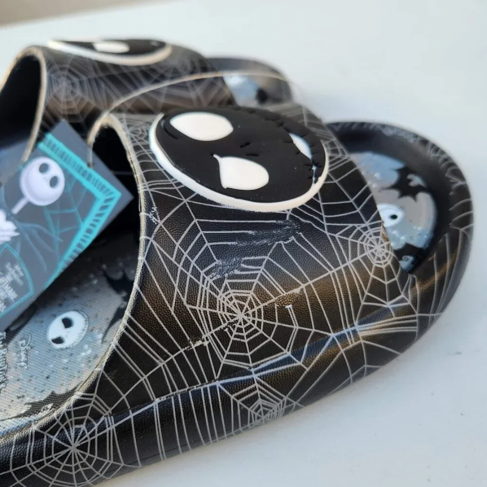 NEW Nightmare Before Christmas Men's Size 10 Sandals Slides Slippers Black White
